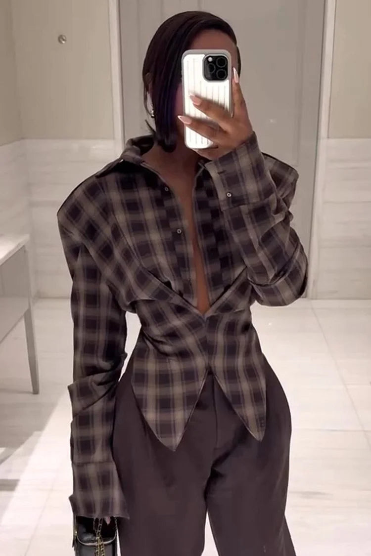 "Rebel Nights" Plaid Blouse