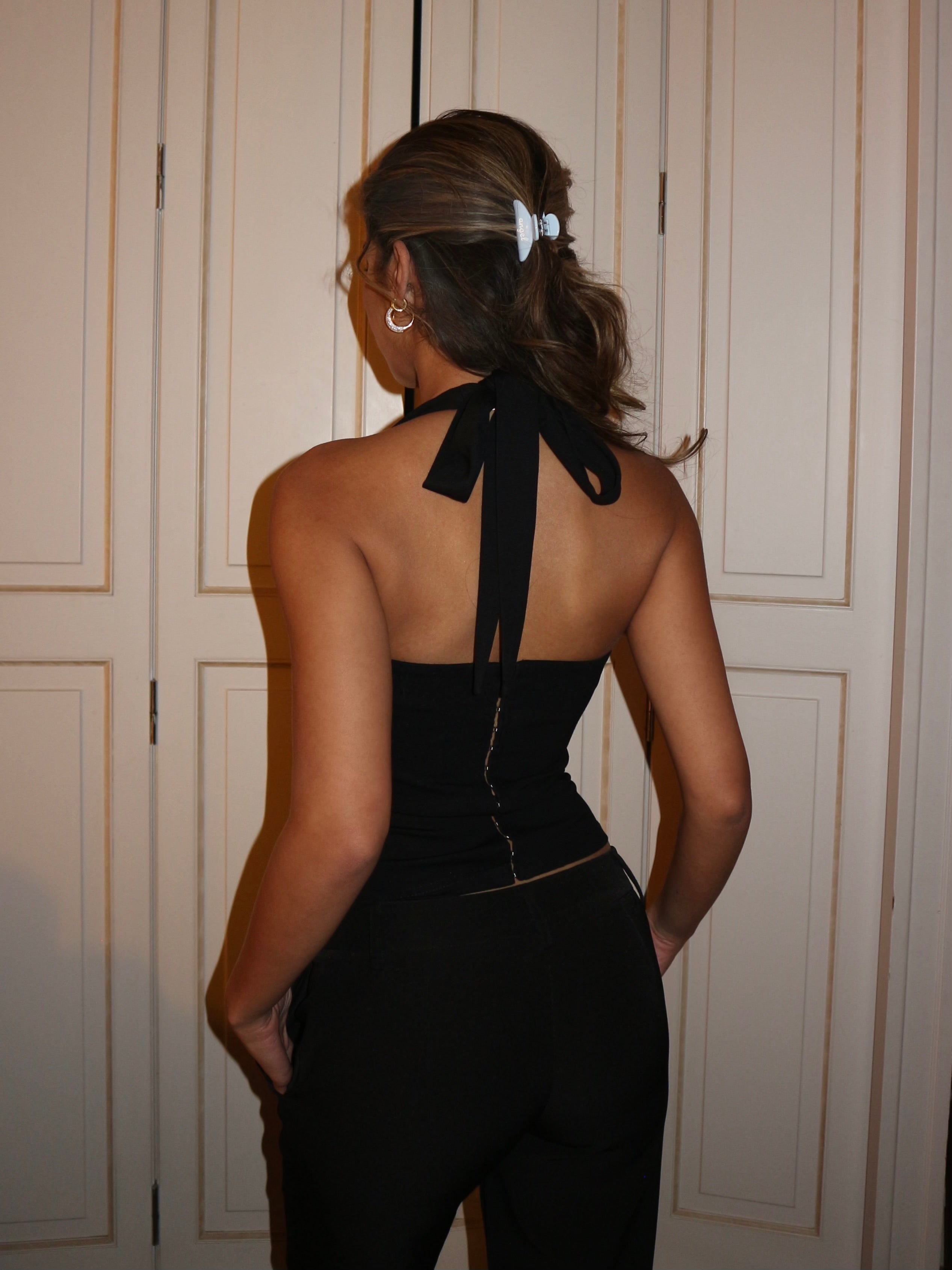 "Lena Lace" Halter Top Black