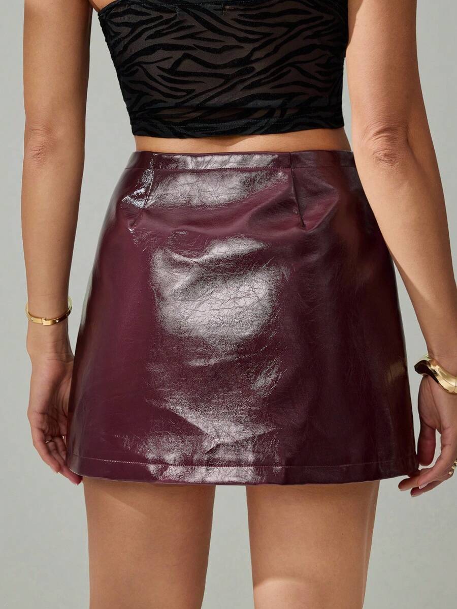 "Burgundy Vice" Mini Skirt