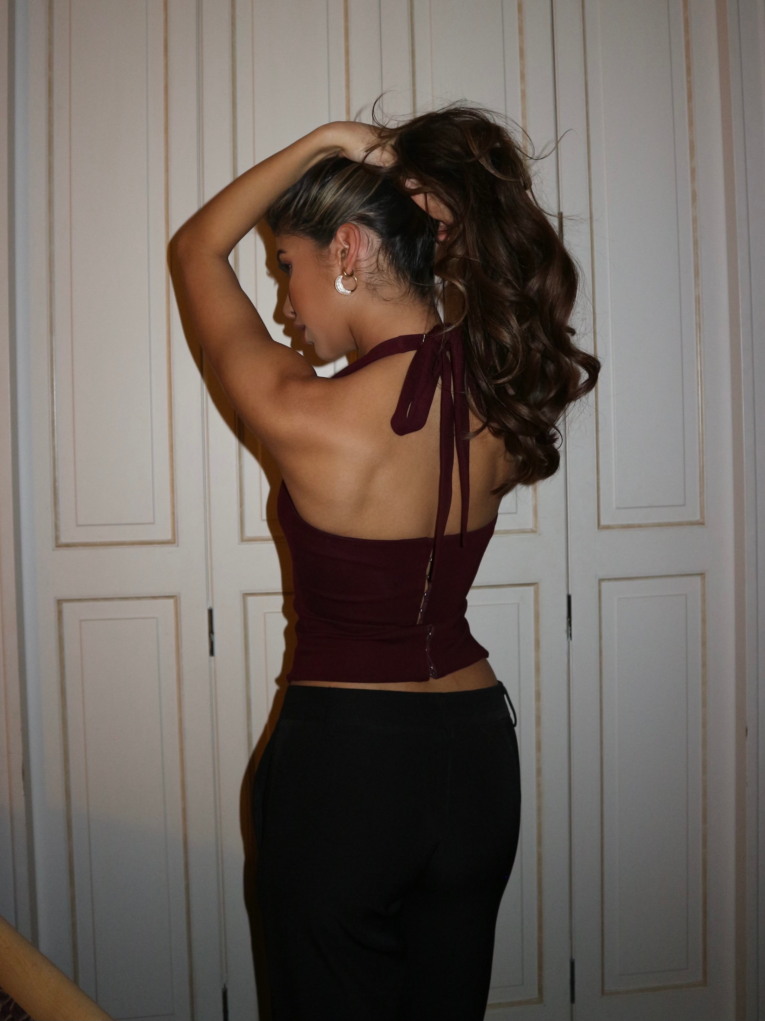 "Lena Lace" Halter Top Burgundy