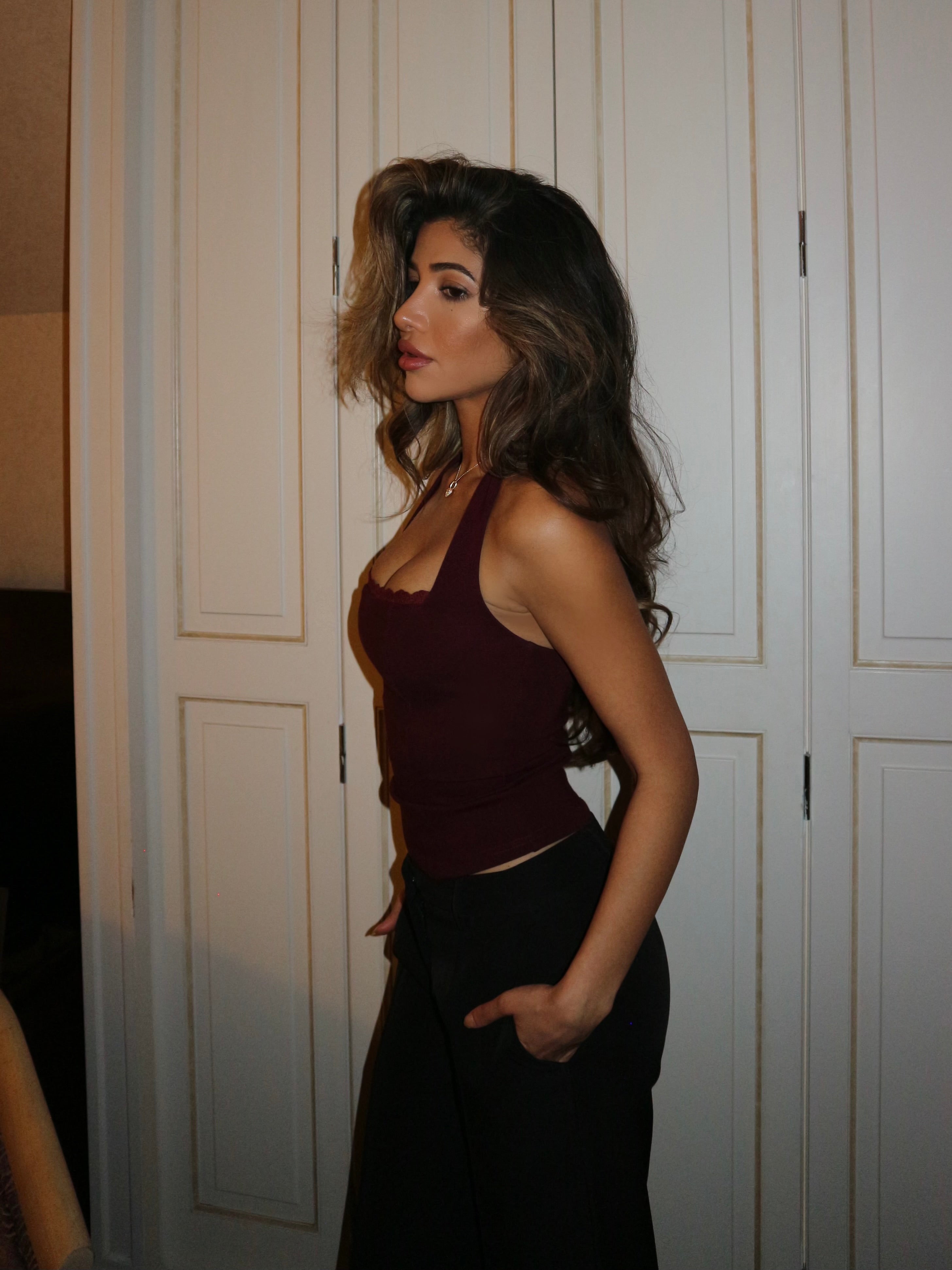 "Lena Lace" Halter Top Burgundy