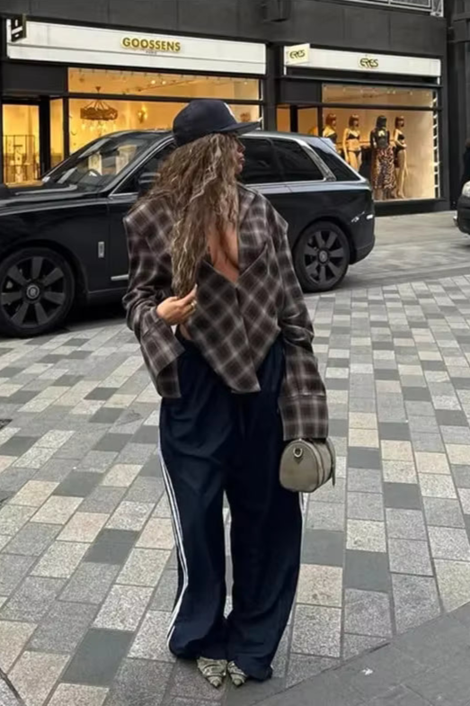 "Rebel Nights" Plaid Blouse